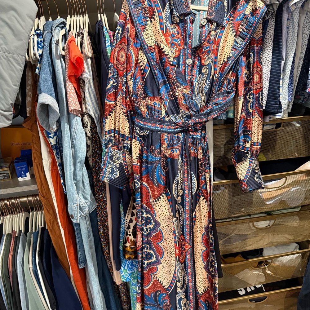 LIKE NEW Multicolor Energy Scarf Cut-Out Maxi Dress FARM Rio